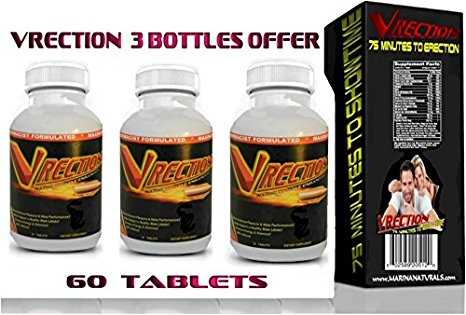VRECTION Natural Male Enhancement Supplement, 20 Tablets(3 BOTTLES) by MARINANATURALS