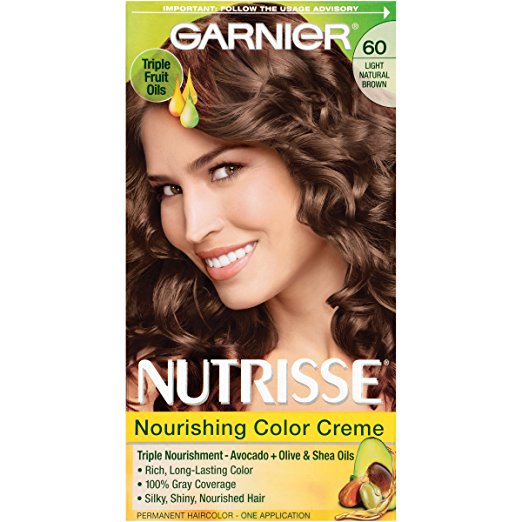 Garnier Nutrisse Nourishing Color Creme, 60 Light Natural Brown (Acorn) (Packaging May Vary)