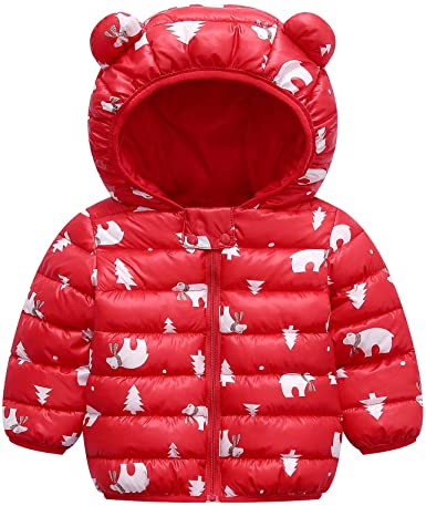 Baby Boys Girls Winter Coats Warm Soft Puffer Down Jacket Cotton Padded Hooded Coat for Newborn Infant Toddler Kids Outwear