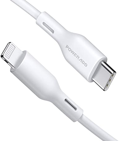 POWERADD USB C to Lightning Cable 3ft [Apple MFi Certified] Fast Charging Cord Supports Power Delivery Transfer Data Compatible with iPhone 11 11 Pro 11 Pro Max X XS XR XS Max 8 8 Plus White