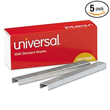 UNIVERSAL OFFICE PRODUCTS 79000VP Standard Chisel Point 210 Strip Count Staples, 5,000/Box, 5 Boxes per Pack