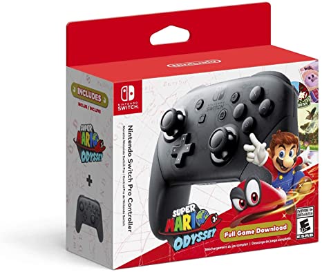 Nintendo Switch Pro Controller with Super Mario Odyssey Full Game Download Code