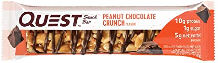 Quest Nutrition Peanut Chocolate Crunch Snack Bar, High Protein, Low Carb, Gluten Free, Keto Friendly, 12-Count
