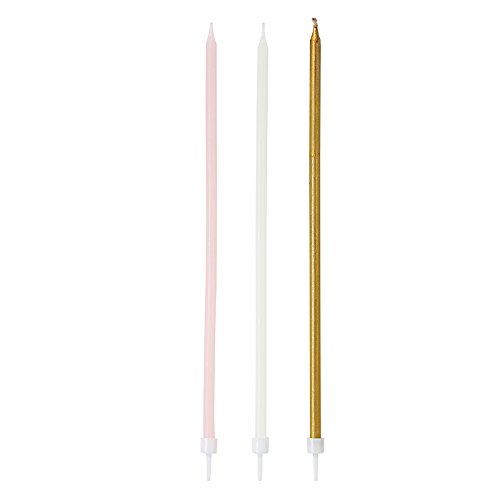 Talking Tables Pink Party Long Thin Cake Candles for a Birthday Party, Multicolor (16 Pack)