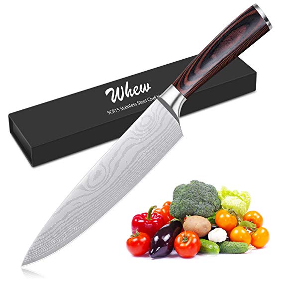 Whew 8 inch Chef's Knife, High Carbon Stainless Steel Kitchen Knife with Ergonomic Handle, Anti-Rust and Durable, Very Sharp Blade for Home Kitchen and Restaurant