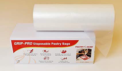 PastryGear Grip-Pro 18-inch Anti-slip Ultra Thick Disposable Pastry/Piping Bags with Dispenser (Roll of 50 Pcs)