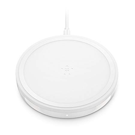 Belkin Boost Up Wireless Charging Pad 10 W, Fast Qi Wireless Charger for iPhone XS, XS Max, XR, X, 8, 8 Plus, Samsung S9, S9  and More (AC Adapter Included), White