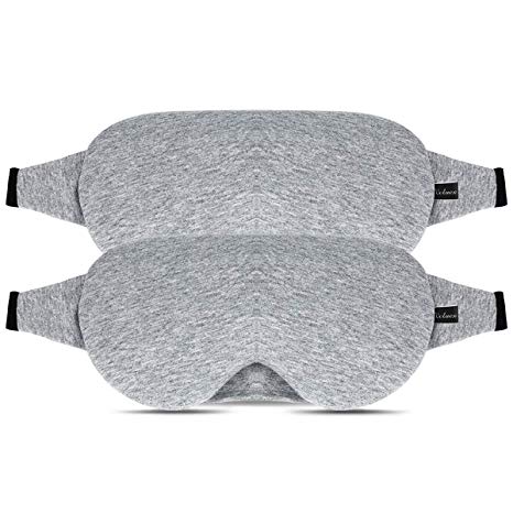 Eye Mask for Sleeping,2Pack Voluex Sleep Mask for Women Men Kids,100% Blackout Light Sleeping Mask with Adjustable Strap, Lightweight and Comfortable Blindfold for Travel, Shift Work, Naps（Gray）