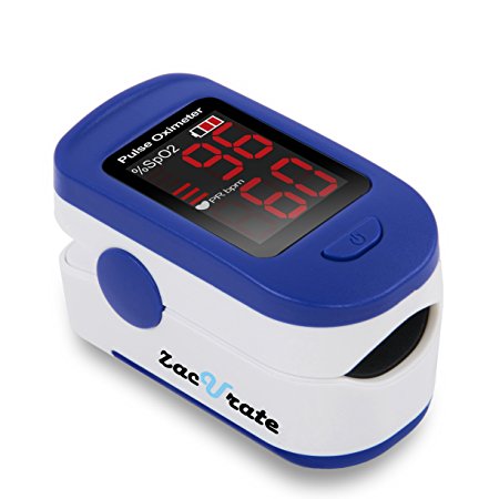 Zacurate 400B Fingertip Pulse Oximeter Blood Oxygen Saturation Monitor with batteries and lanyard included