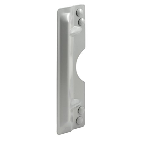 Prime-Line Products U 9503 Latch Shield, 3 in. x 11 in. x 8-5/16 in. & 10 in. Hole Centers, Steel, Gray, Out-swing Doors