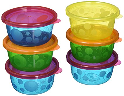 The First Years Take and Toss Bowls With Lids, Colors May Vary, 8-Ounce, 6-Pack