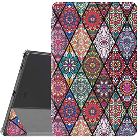 MoKo Case Compatible with Galaxy Tab S6 Lite 10.4 2020, Smart Shell Stand Cover with Translucent Frosted PC Back Shell Fit Samsung Galaxy Tab S6 Lite 10.4 2020 SM-P610/P615 ONLY - Rhombic Datura