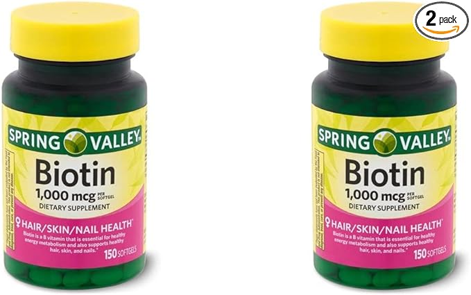 Spring Health Spring Valley Biotin 1000 Mcg 300 (2x150) Softgels for Healthy Skin, Hair and Nails   Your Vitamin Guide©
