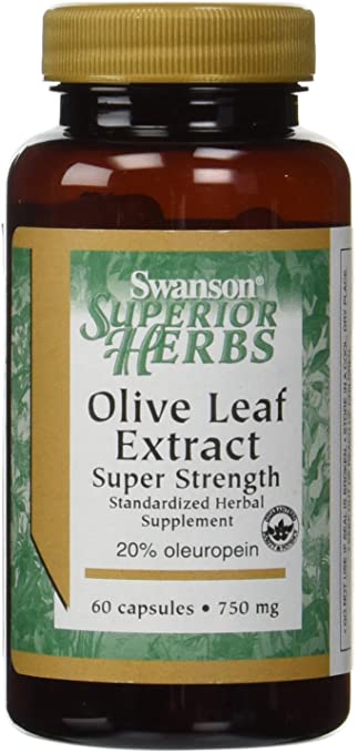 Swanson Super Strength Olive Leaf Extract 750 mg - 60 Caps (2 Pack)