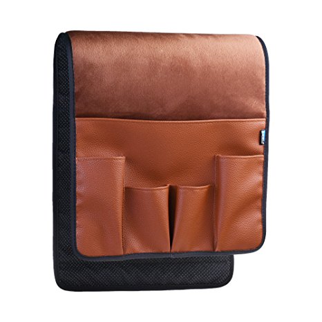 BCP Brown Color Velvet Sofa Couch Chair Armrest Soft Caddy Organizer Holder for Remote Control, Cell Phone, Book, Pencil