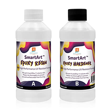 SmartArt Epoxy Resin 16 oz Kit | Easy to Use, Crystal Clear, Super Glossy, Durable, UV Resistant | for Arts & Crafts, Jewelry, Tabletops, Casting Molds, DIY - (8 oz   8 oz)