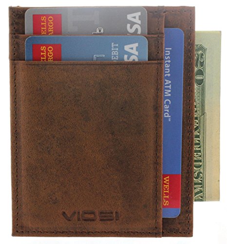 Viosi RFID Front Pocket Wallet Minimalist Wallet Slim Wallet Genuine Leather