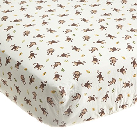 Kids Line Jungle 123 Fitted Sheet, Brown (Discontinued by Manufacturer)