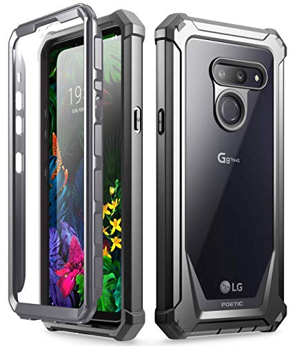 LG G8 ThinQ Rugged Clear Case, Poetic Full-Body Hybrid Shockproof Bumper Cover, Built-in-Screen Protector, Guardian Series, for LG G8 ThinQ Verizon/AT&T/Sprint/T-Mobile(2019), Black/Clear