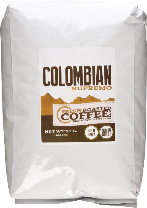 100 Colombian Supremo Coffee Whole Bean Fresh Roasted Coffee LLC 5 lb
