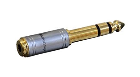 Professional Quality Headphone Adaptor ~ 3.5mm Jack Socket to 6.35mm Plug with 24K Gold Plated Contacts by electrosmart®