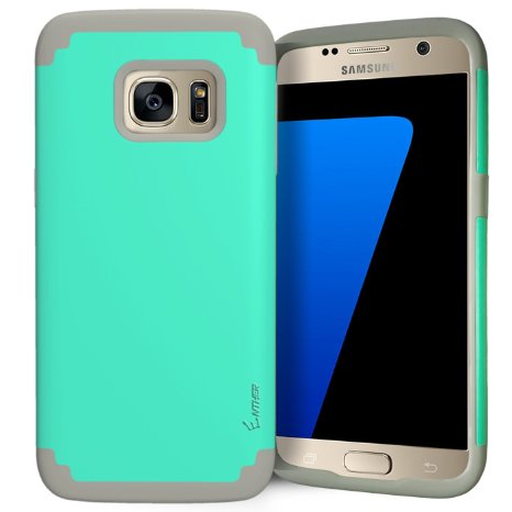 Galaxy S7 Case, Enther [Snug Cushion] Rugged Heavdy Duty Protection Armor Dual Layer Hybrid Full Body Protective Case-Slim Fit-One Year Warranty-Color: Teal