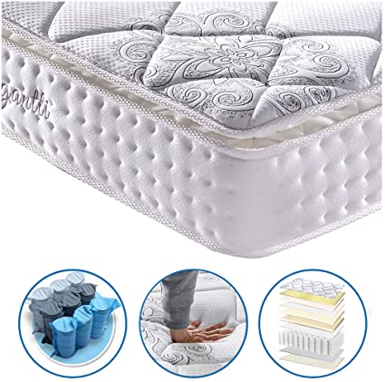 Vesgantti Full Size Mattress 10.6 Inch Supportive Pocket Coil System with Multi-Layer Foam, Pillow Top Mattress Plush Soft Cool Feel - Bed in a Box/10 Year Warranty