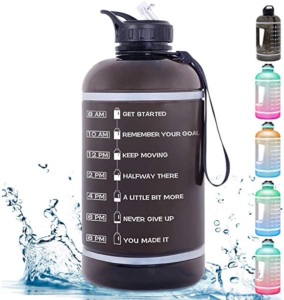 ZOMAKE Gallon Water Bottle(128OZ/74OZ) with Time Markings & Straw, Motivational Water Jug BPA Free Leakproof Large Water Bottles for Fitness, Gym and Outdoor Sports