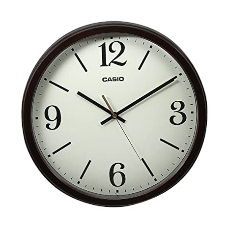 Casio Round Resin Wall Clock (35 cm x 35 cm, Brown, IQ-71-5DF)