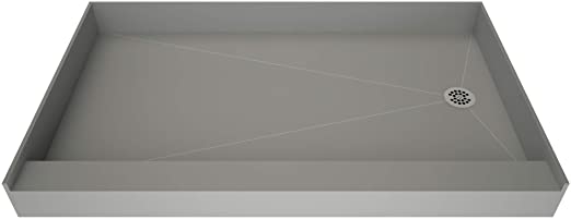 Tile Redi 3460R-PVC Base Shower Pan, 60" W x 34" D, Polished Chrome