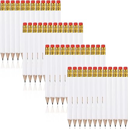 Zonon 48 Pieces Golf Pencils Half Pencils with Eraser Wedding Mini Pencils Short Small Pencils for Kids Bridal Shower School Office Writing Drawing Pocket (White)