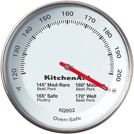 KitchenAid KQ902 Leave-in, Oven/Grill Safe Meat Thermometer, Temperature Range: 120F to 200F, Stainless Steel