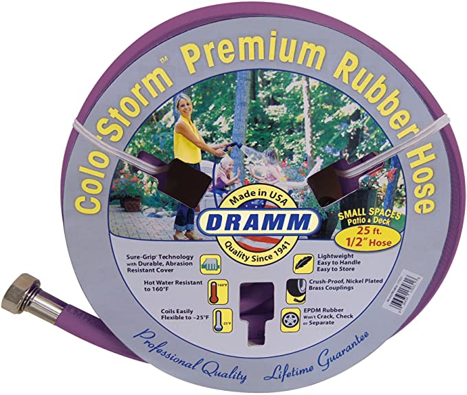 Dramm 17036 ColorStorm Premium Rubber Garden Hose, 1/2" x25', Berry