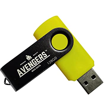 Avengers Max Data 2.0 128GB Flash Drive / Swivel 128GB Pendrive for Laptop / Computer 128 GB Pendrive Compatible with Laptop / PC with NTFS ( Yellow Color )