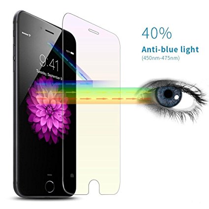 iPhone 7 PLUS [Eye Protection Sleep Better] Anti-Blue Light Screen Protector Tempered Glass by SOJITEK, Premium Japanese Ashai Glass with - Touchscreen Accuracy Smart Film / 3-PK