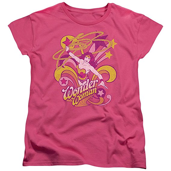 Wonder Woman Lasso & Stars Classic Women's Pink T-Shirt