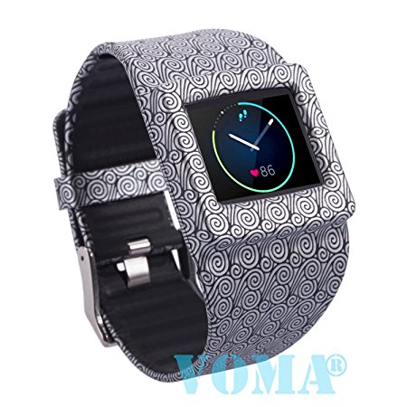 Fitbit Blaze Accessory Band/Watch Band/Wristband/Bracelet/Replacement Bands, VOMA Design Genuine Leather/Soft Silicone
