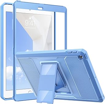 MoKo Case Fit 2018/2017 iPad 9.7 6th/5th Generation - [Heavy Duty] Shockproof Full Body Rugged Hybrid Cover with Built-in Screen Protector Compatible with Apple iPad 9.7 Inch 2018/2017, Sunny Sky Blue