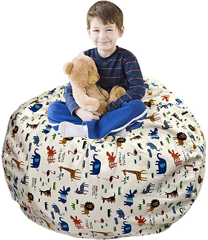 Stuffed Animal Storage Bean Bag Chair Cover,Extra Large Stuffed Animal Storage Bag,Toy Storage Bean Bag for Organizing Kid's Room Fits a Lot of Stuffed Animals(Animals Print)