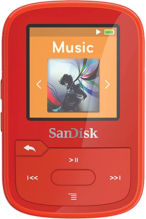 SanDisk 32GB Clip Sport Plus MP3 Player, Red - Bluetooth, LCD Screen, FM Radio - SDMX32-032G-G46R