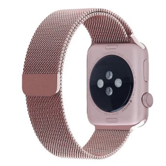 Apple Watch Band , Oenbopo New 38mm Milanese Loop Stainless Steel Bracelet Strap Replacement iWatch Wrist Band with Unique Magnet Lock,no buckle needed for Apple Watch 38mm (38mm Rose Gold)
