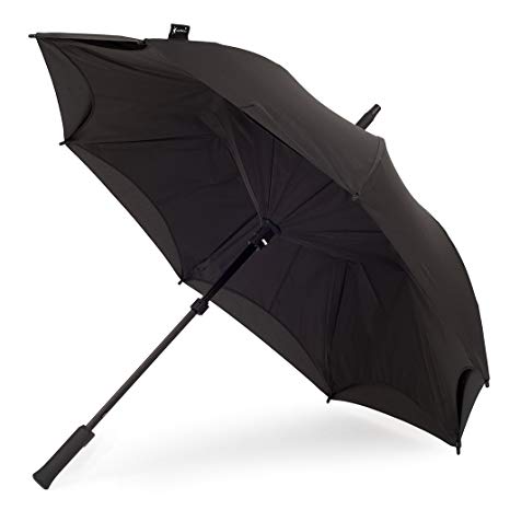 KAZbrella® - Reverse Opening/Inside Out Umbrella - Black/Black (Straight)