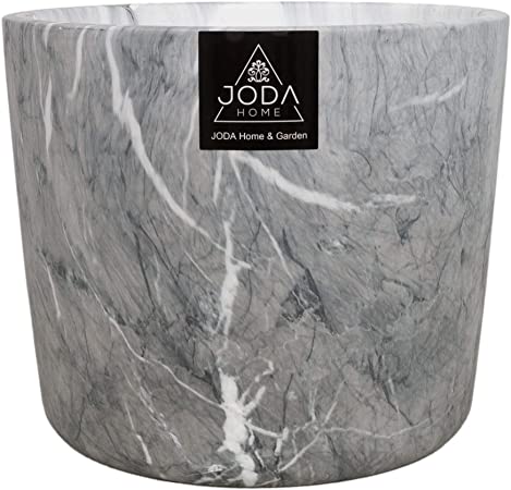 Joda 12" Ceramic Plant Pots Indoor, Large Indoor Planter with Drainage Plug & Drainage Sceen - Matte Grey Marble Pattern