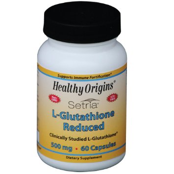 Healthy Origins L-Glutathione Natural 500 Mg Reduced, 60 Count