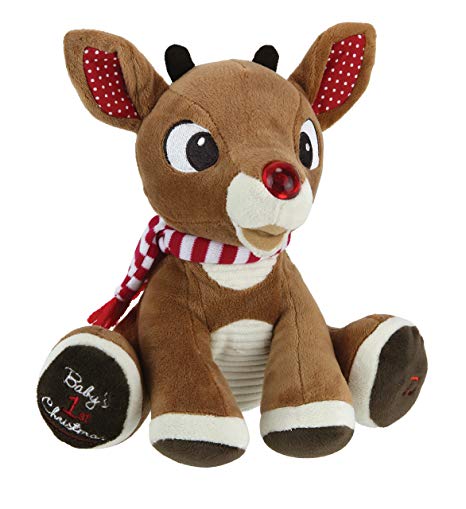 Rudolph the Red-Nosed Reindeer, Baby's First Christmas Rudolph Plush with Music & Lights, 8"