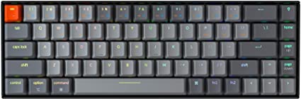 Keychron K6 68-Key Bluetooth Wireless Gaming Mechanical Keyboard with RGB Backlit/Rechargeable Battery/65% Layout, USB Wired Keyboard for Mac Windows, Gateron Blue Switch