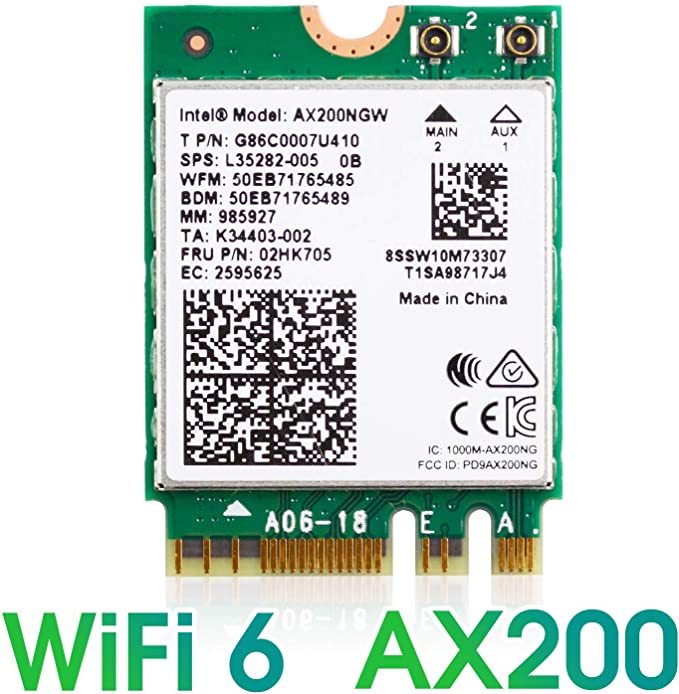 Authentic Intel AX200NGW Wireless Card, Wi-Fi 6 11AX WiFi Module 2 x 2 MU-MIMO Dual Band Wireless Card with Bluetooth 5.0 Internal WiFi Adapter Support Windows 10 64bit, M.2/NGFF