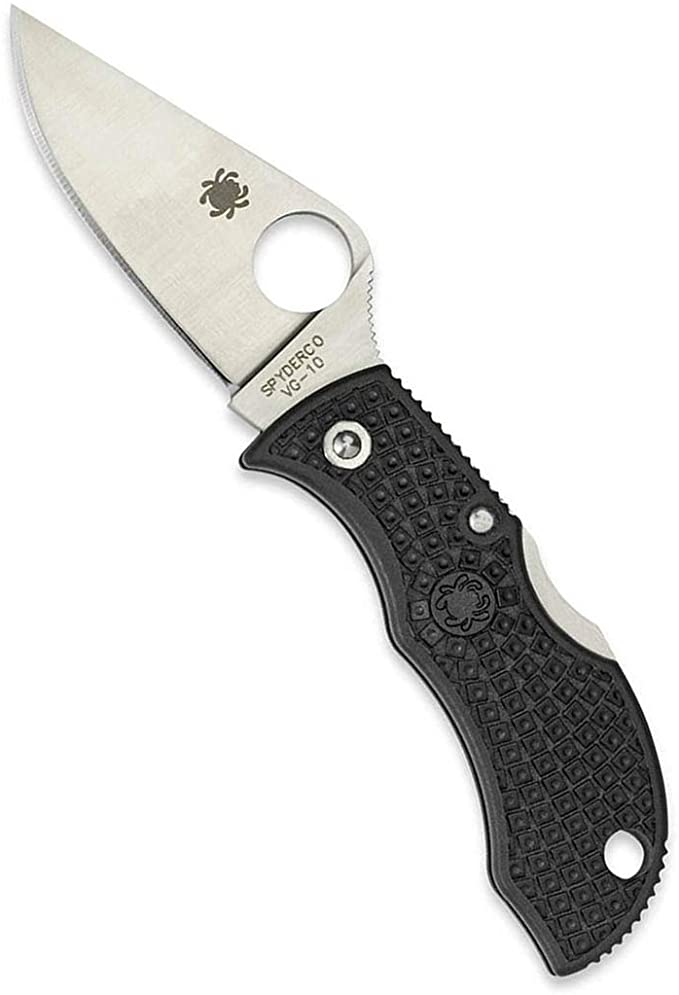 Spyderco Manbug Lightweight Folding Knife with 1.97" VG-10 Stainless Steel Blade and High-Strength Black FRN Handle - MBKP