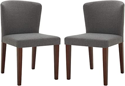 Amazon Brand – Rivet Eli Modern Curved-Back Dining Chair, Set of 2, 19.3"W, Flannel