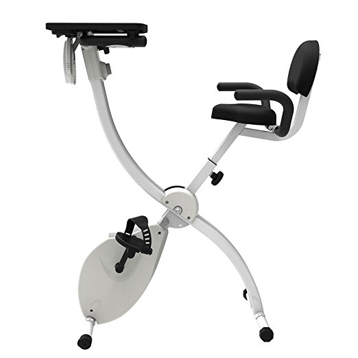 Gymmaster Home Adjustable Folding Magnetic Exercise Bike with Desk Cycle Bike
